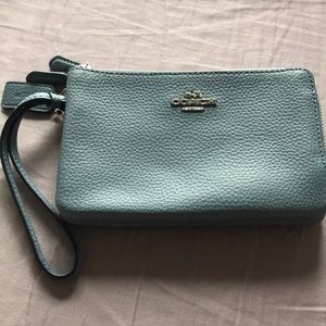 Coach Pool Blue double corner zip wallet wristlet